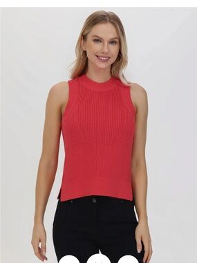 525 America Ribbed Sleeveless Knit Tank in Coral